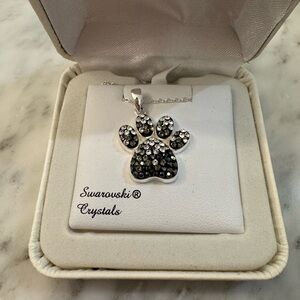 Swarovski Black and Silver Crystal Paw Necklace